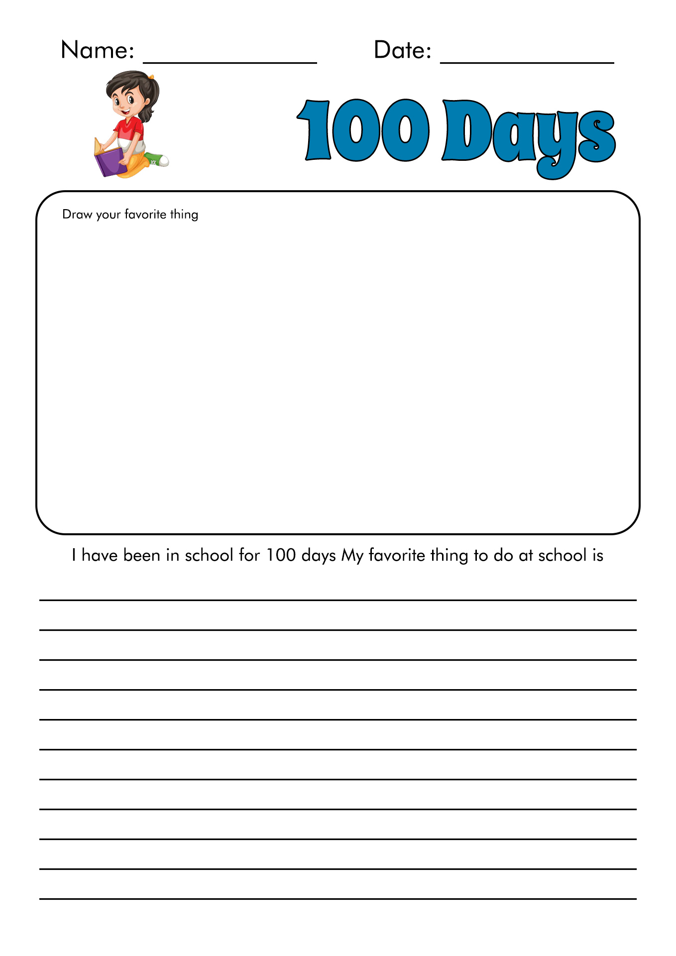 100 Days of School Printables First Grade