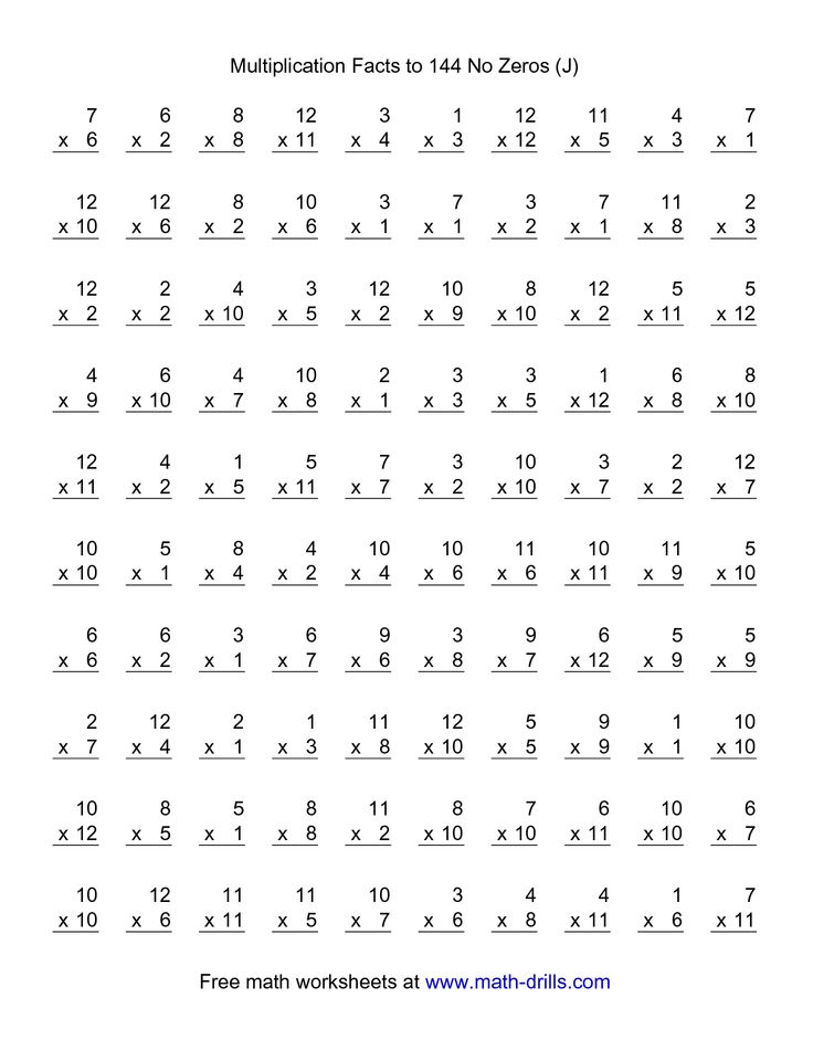 6 Multiplication Facts Worksheet