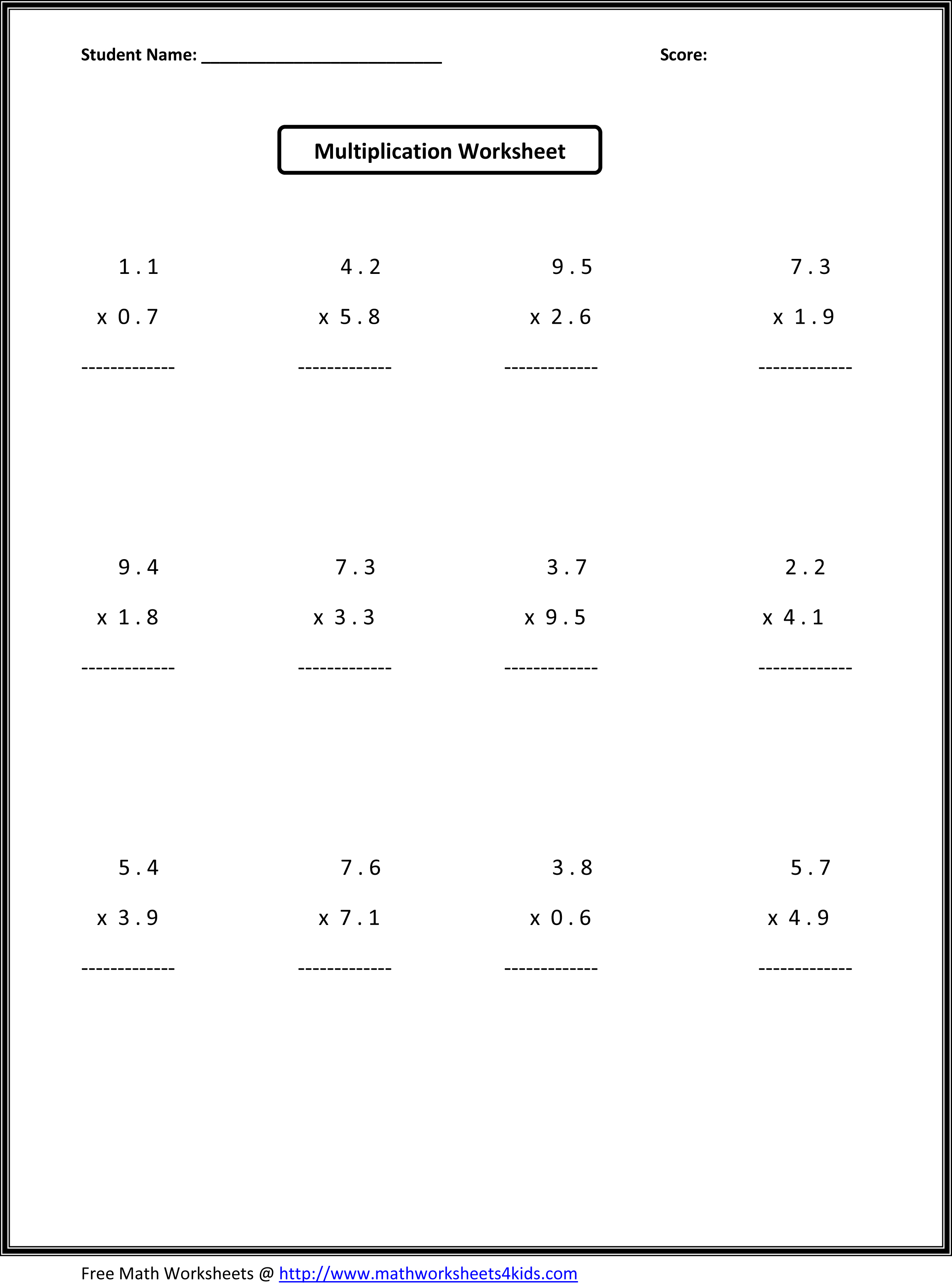 6th Grade Math Worksheets Image