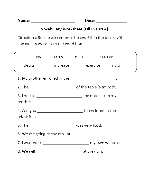 6th Grade Vocabulary Worksheets Image