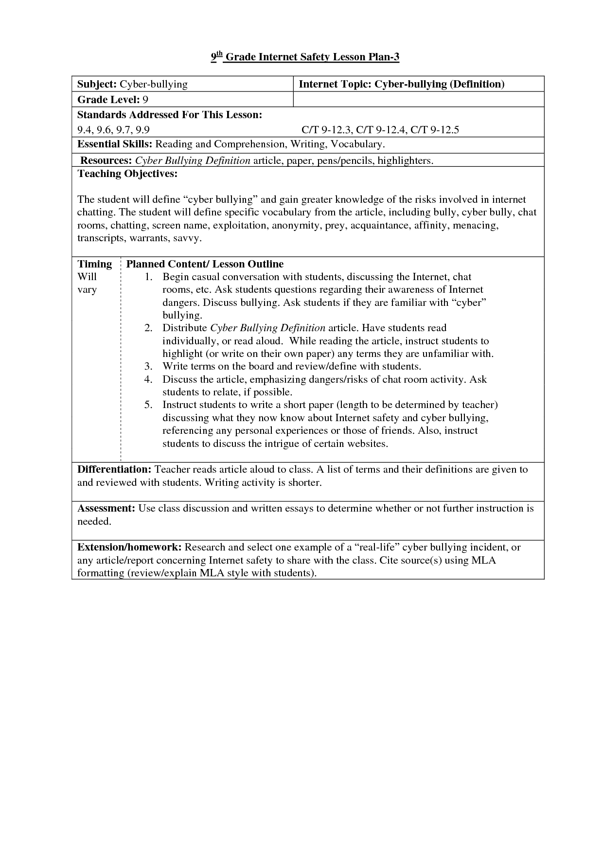 9th Grade Biology Lesson Plans
