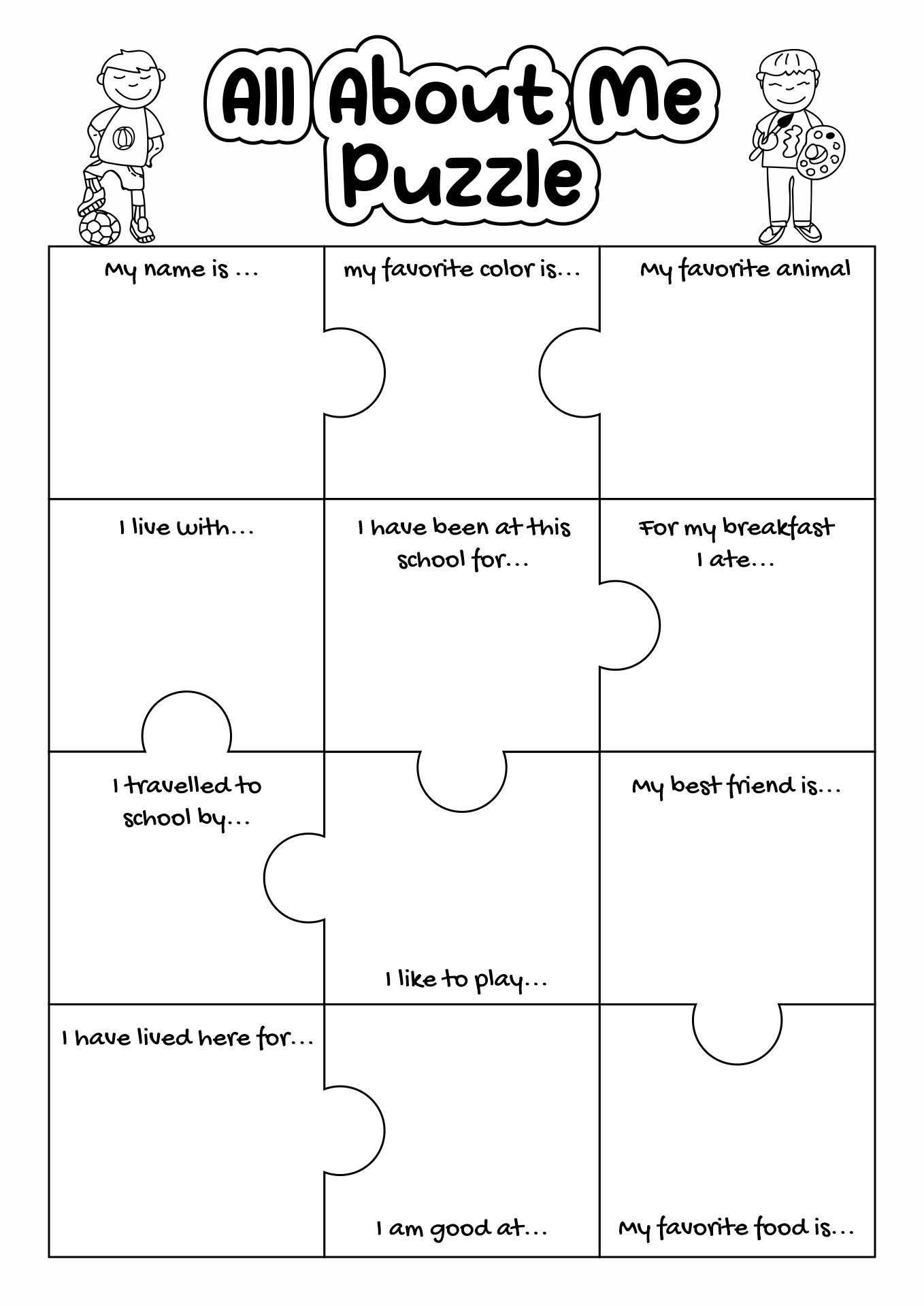 All About Me Puzzle First Days of School Image