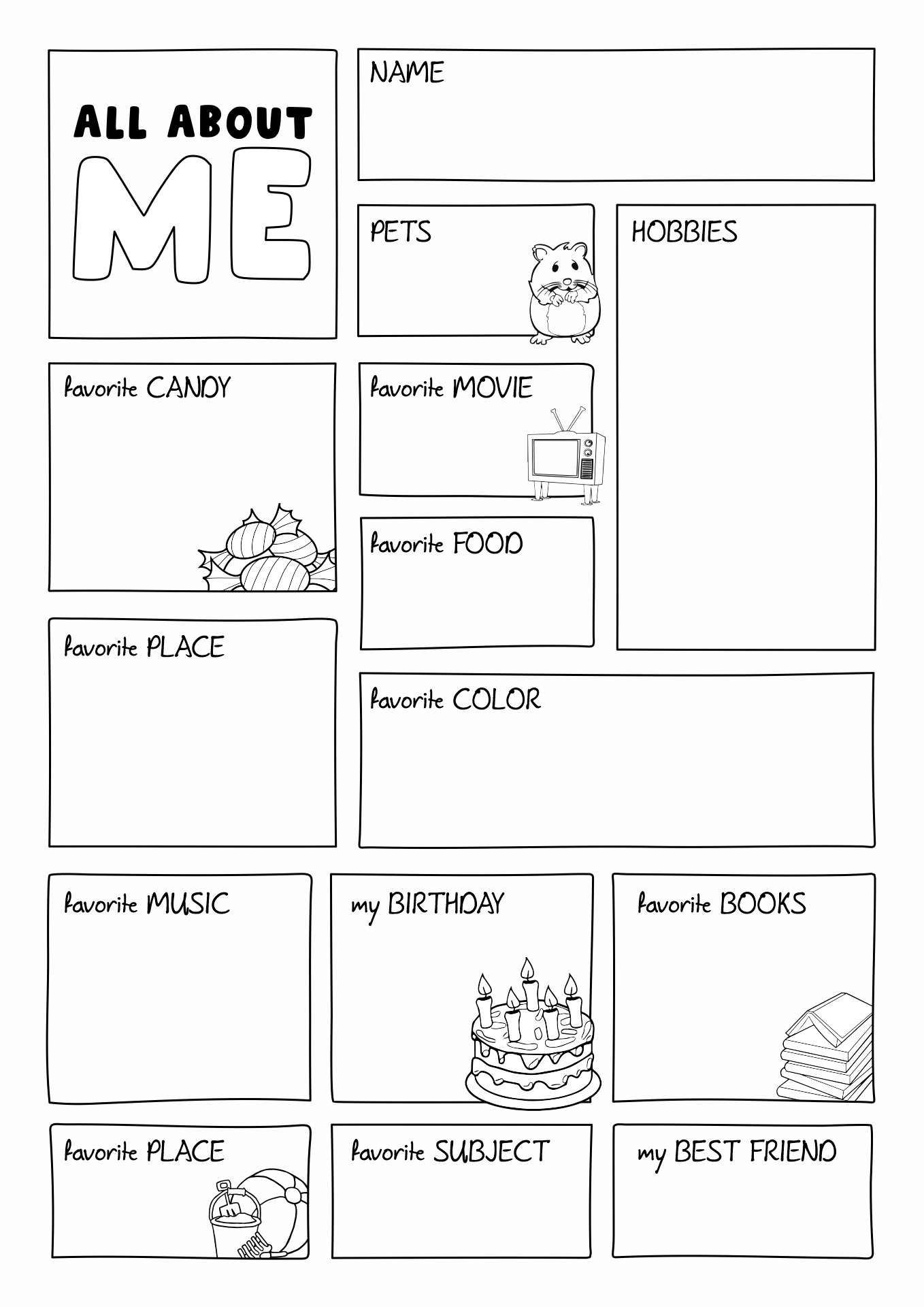 All About Me Template Worksheet Image