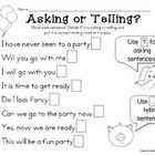 Asking and Telling Sentence Worksheets Image