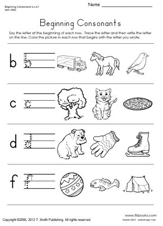 Beginning Consonant Worksheets Kindergarten