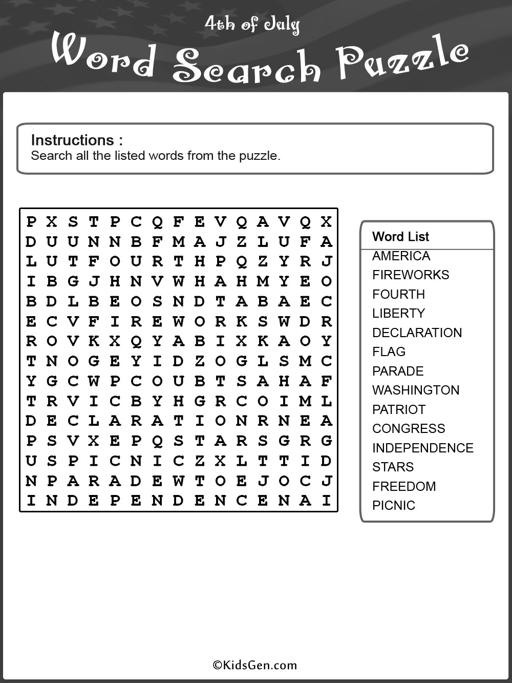 Black History Word Search Puzzle Printable
