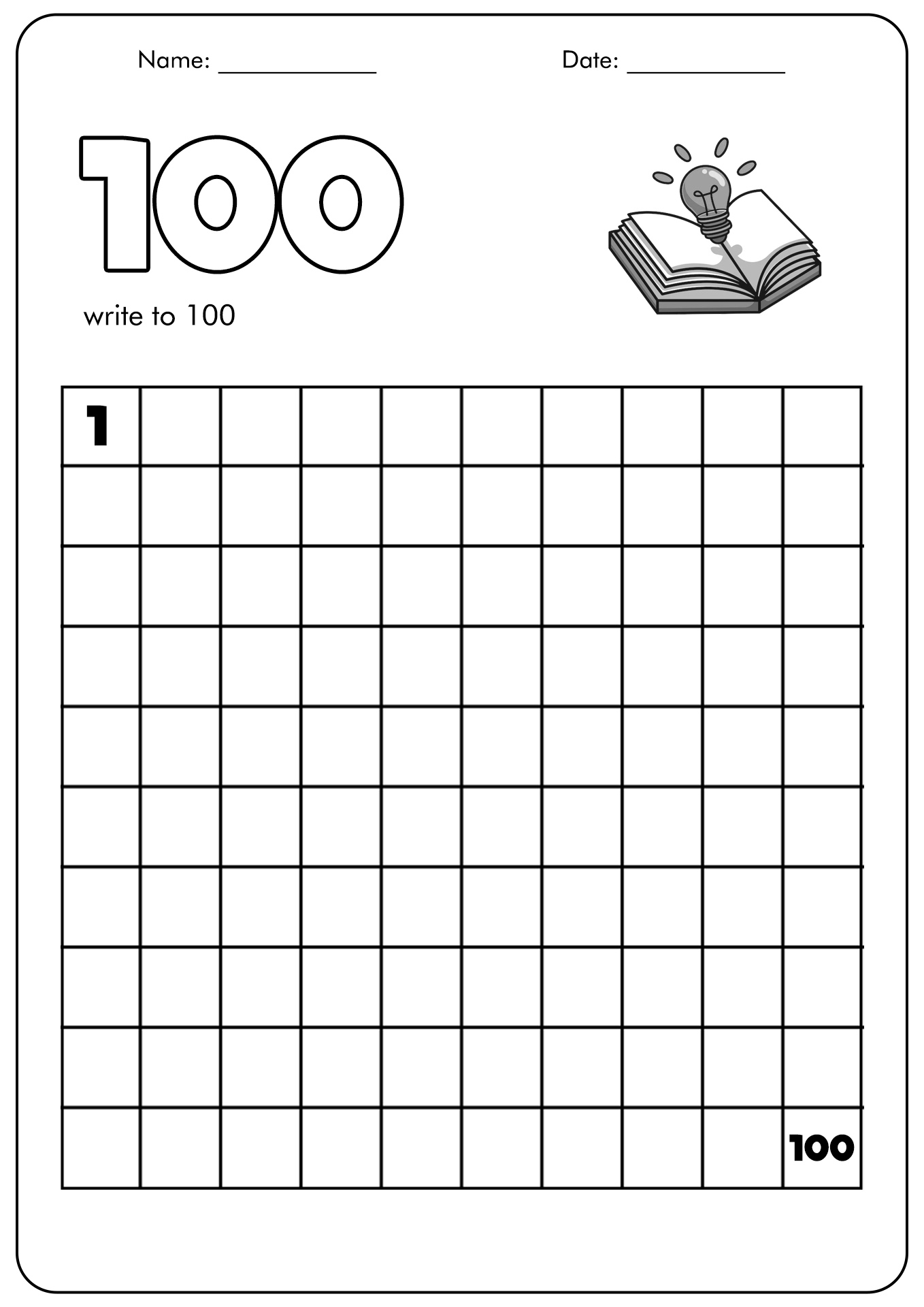 Blank Counting to 100 Worksheet