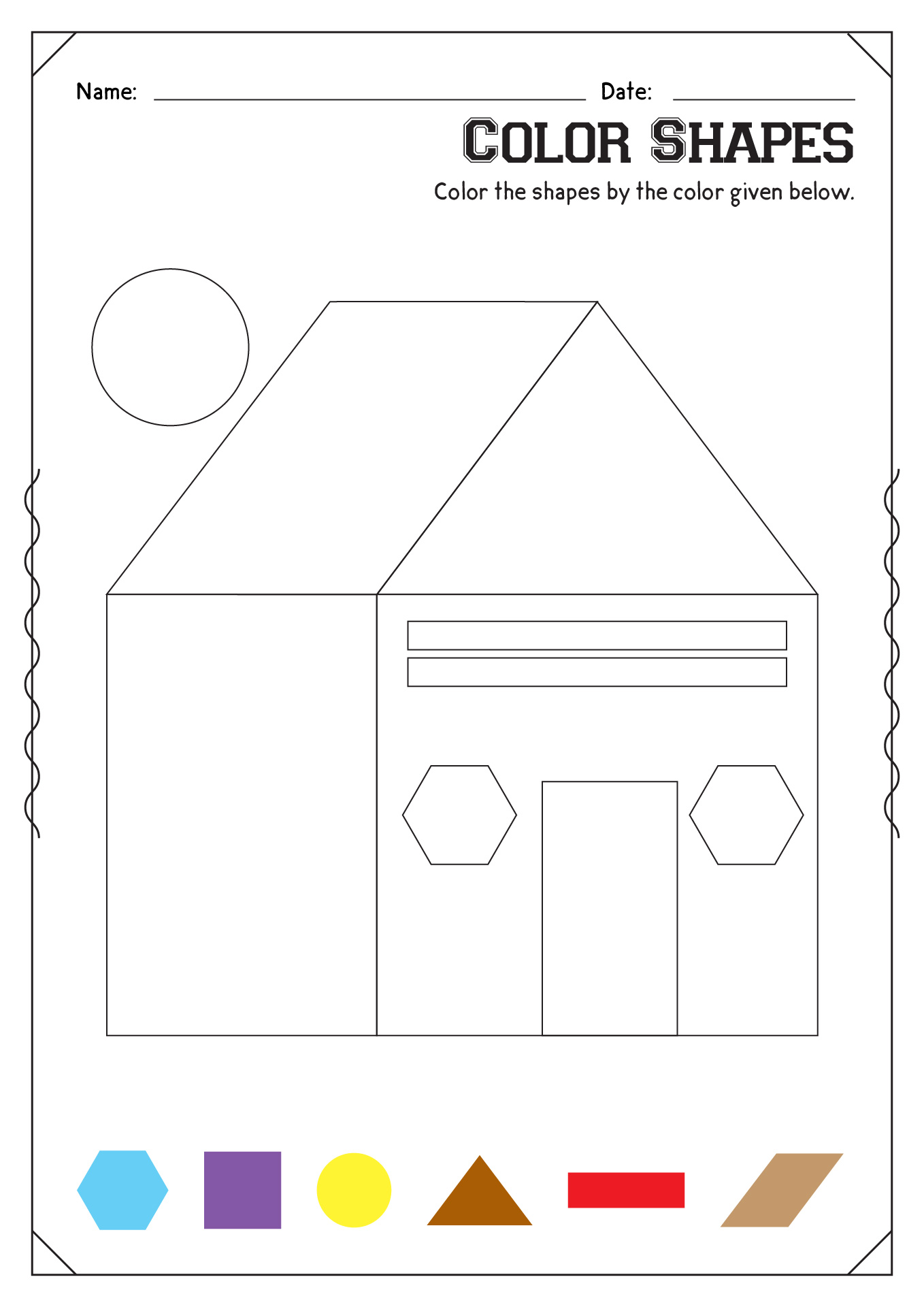 Color Shapes Worksheet Kindergarten Image