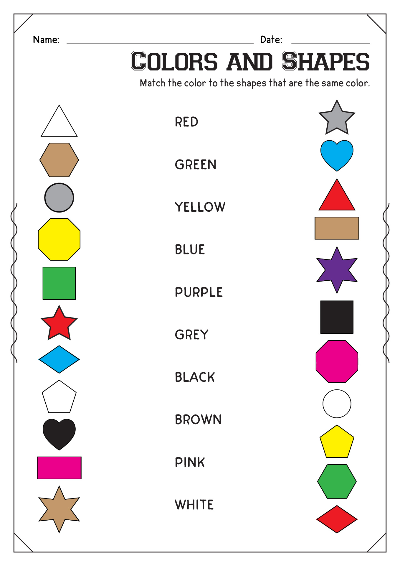Colors and Shapes Worksheet