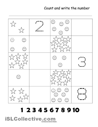 Counting Numbers 1 10 Worksheets Image