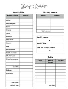 Dave Ramsey Budget Worksheet Printable Image