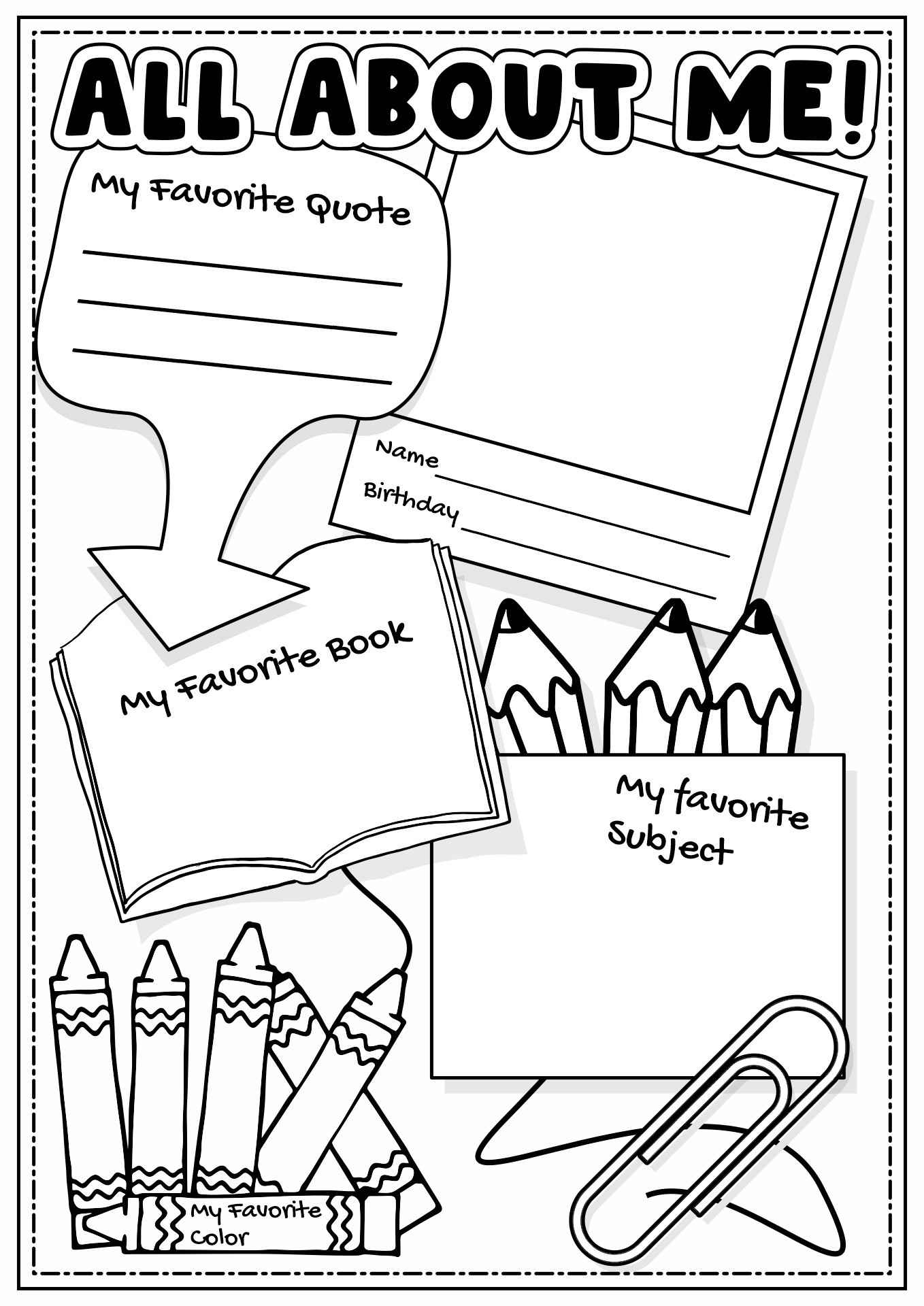 Free Back to School All About Me Activity Image