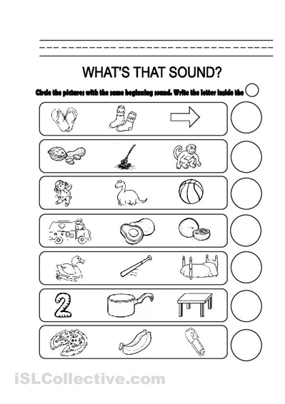 Free Kindergarten Beginning Sounds Worksheets