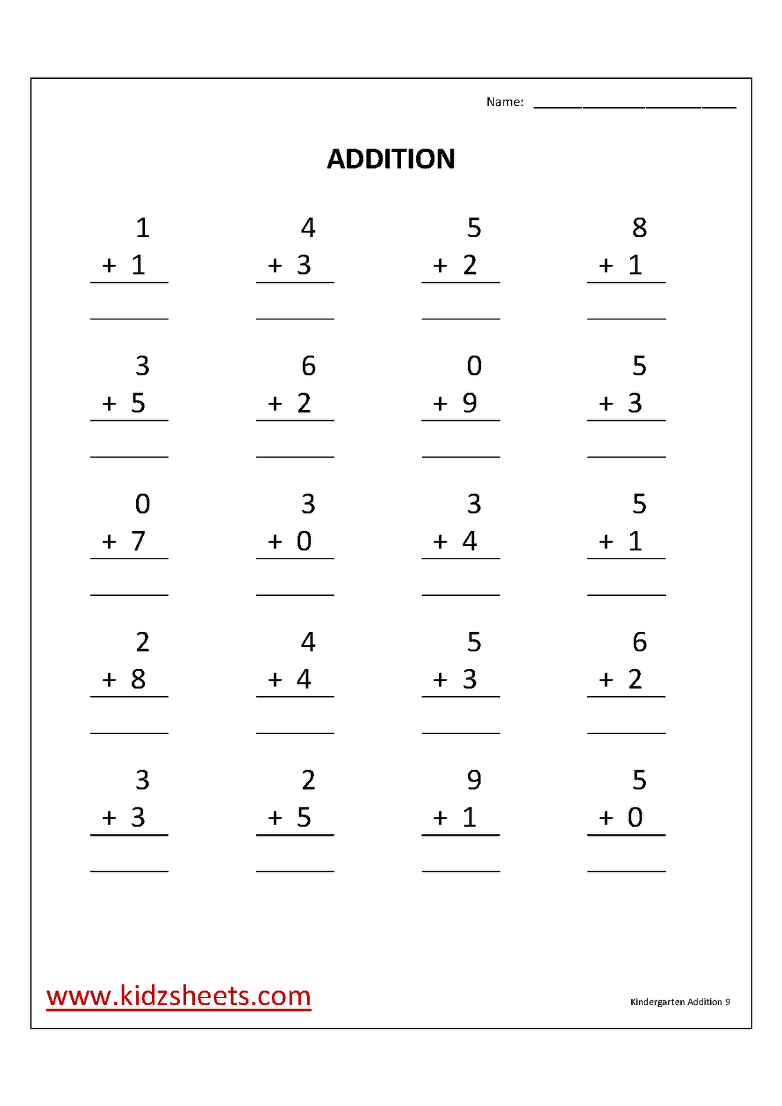 Free Printable Kindergarten Math Addition Worksheets