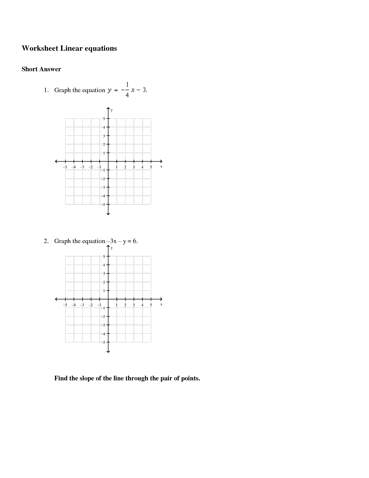 Graph Linear Equations Worksheet Answers Image