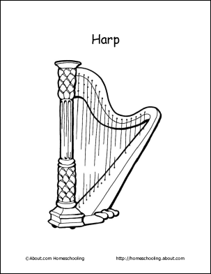 Harp Coloring Page Printable Image