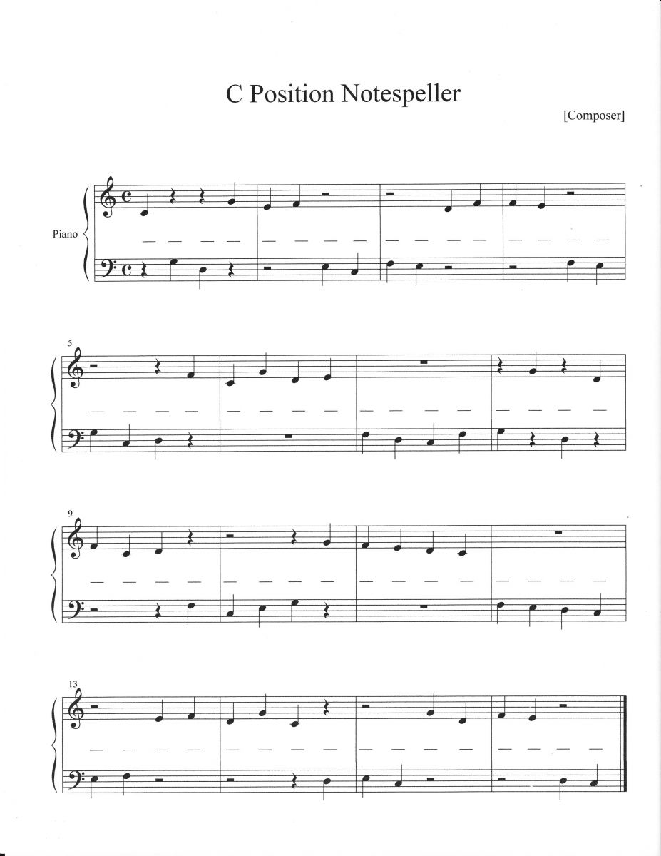Learning Piano Notes Worksheet Image