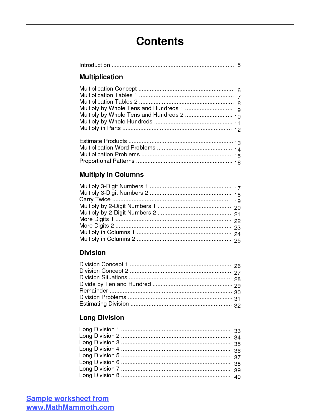 Math Multiplication Worksheets