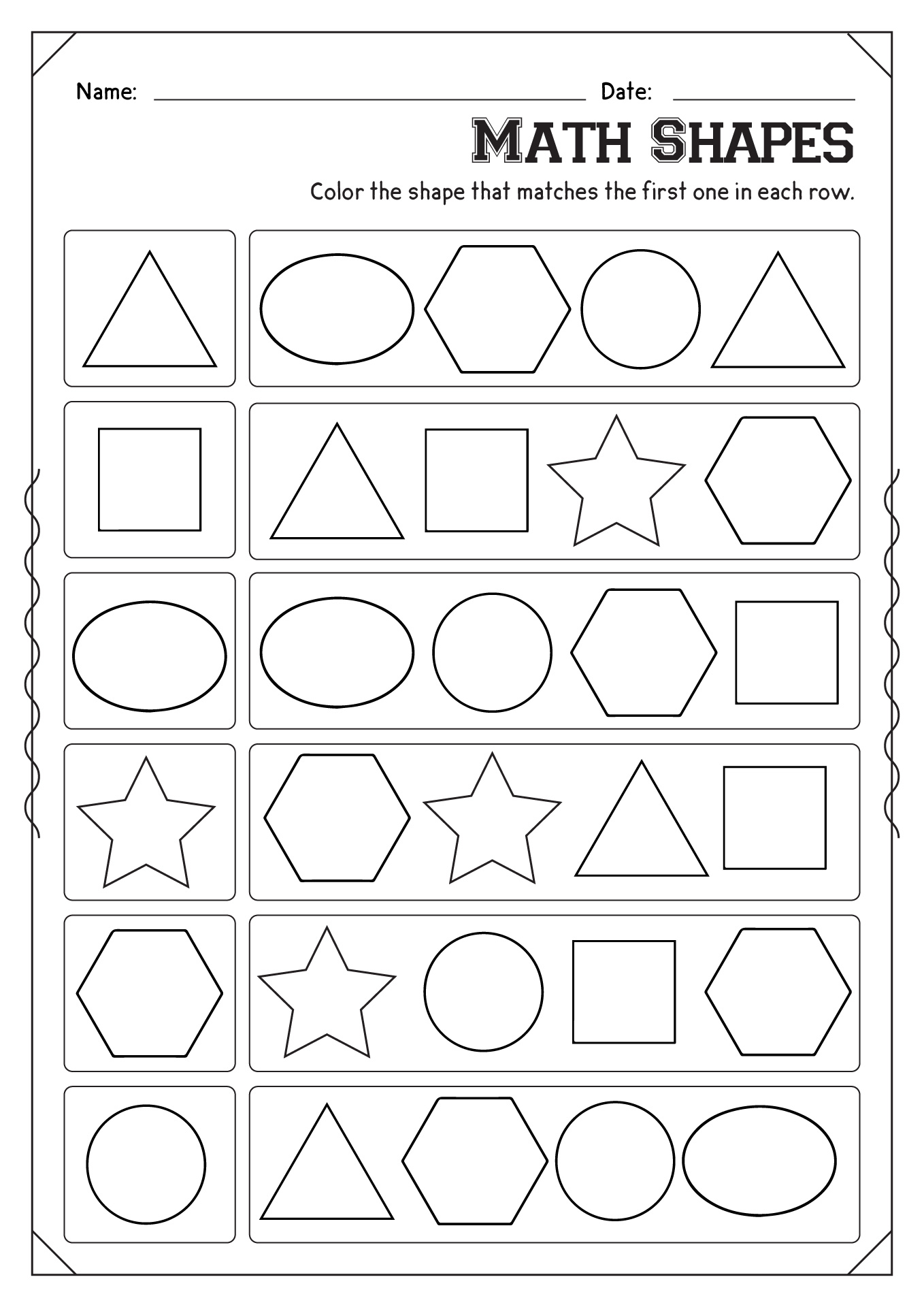 Math Shapes Worksheet Preschool Image
