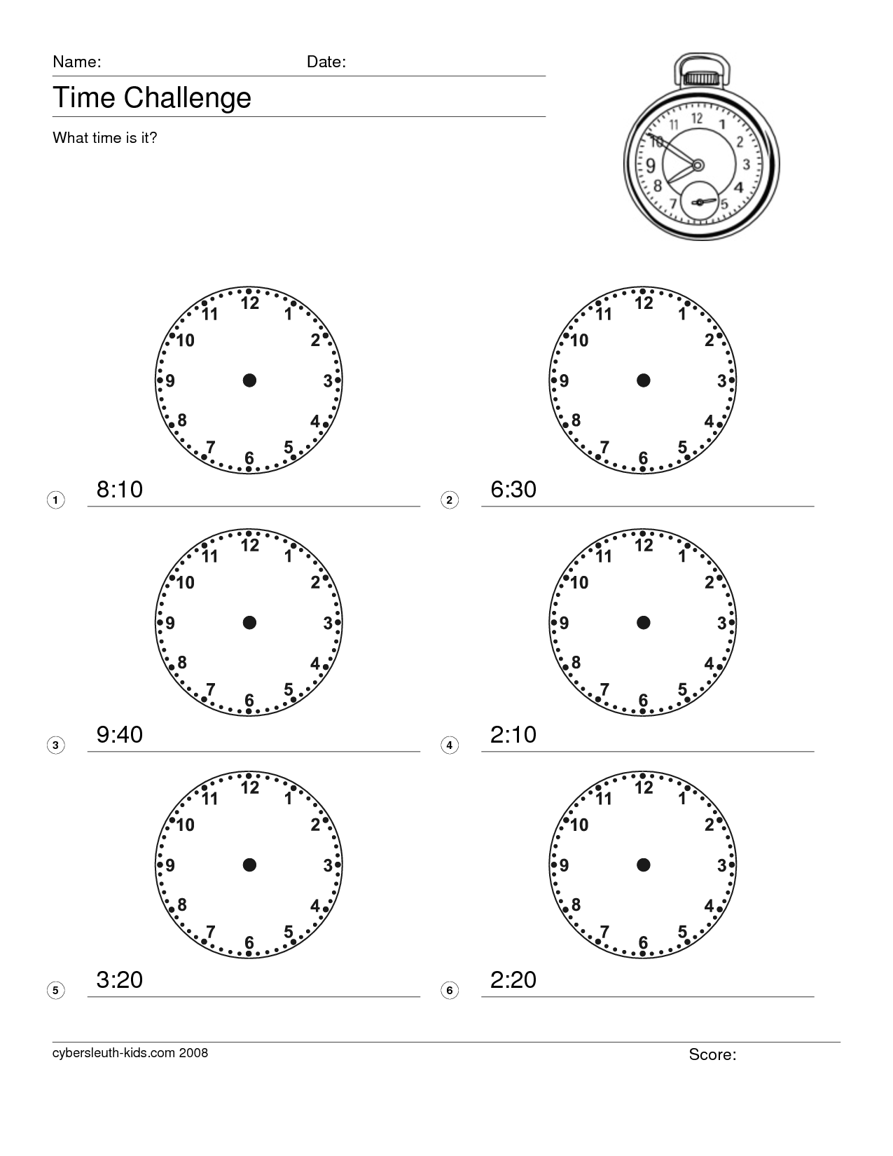 Math Worksheets Time Clock