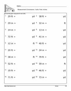 Measurement Worksheets Inches Feet Yards Image