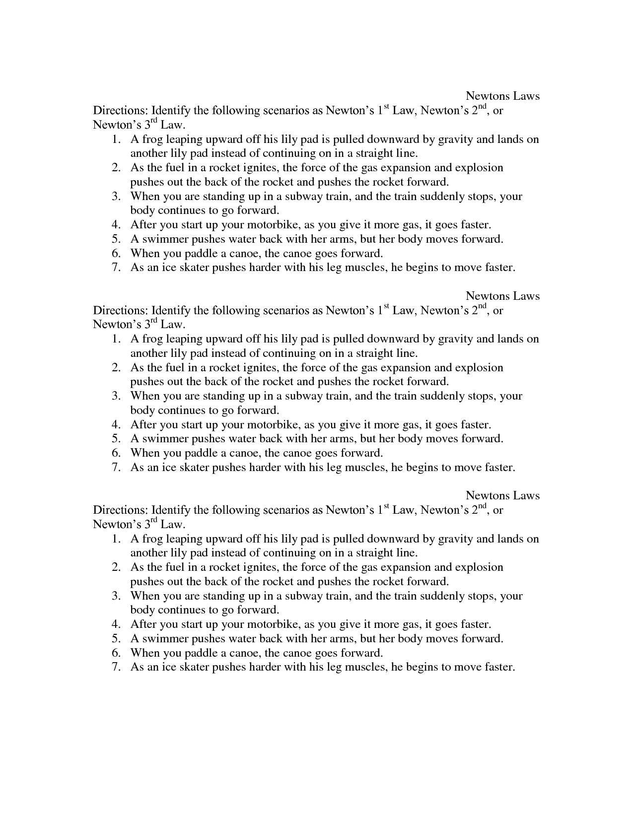 Newtons Laws Worksheet Answers Image