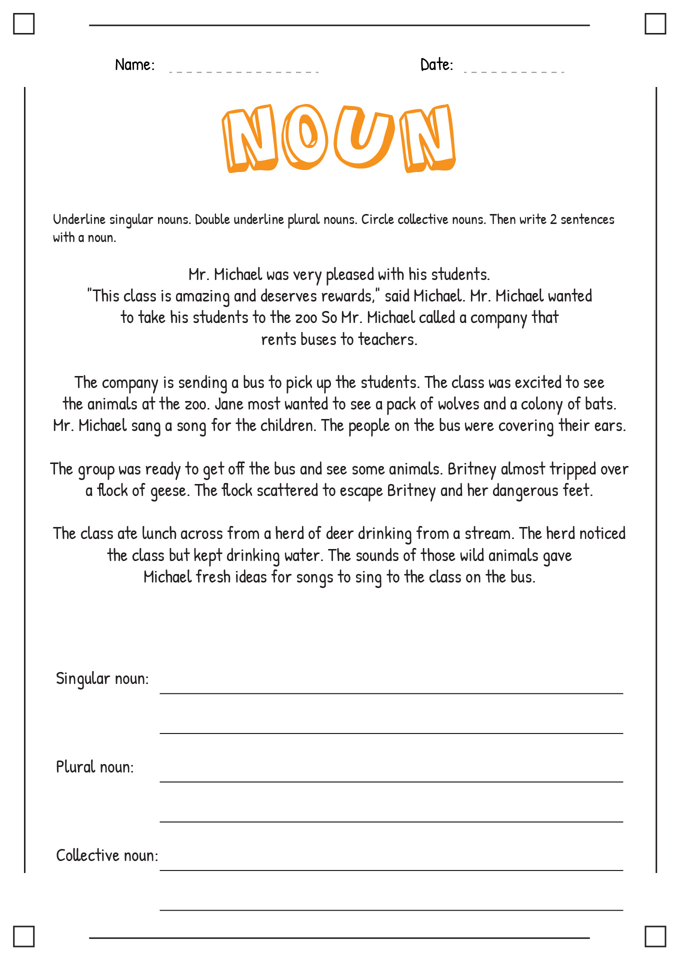 Noun Worksheet Pdf Free