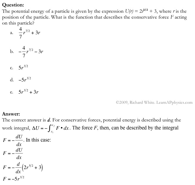 Potential Kinetic Energy Problems and Answers Image
