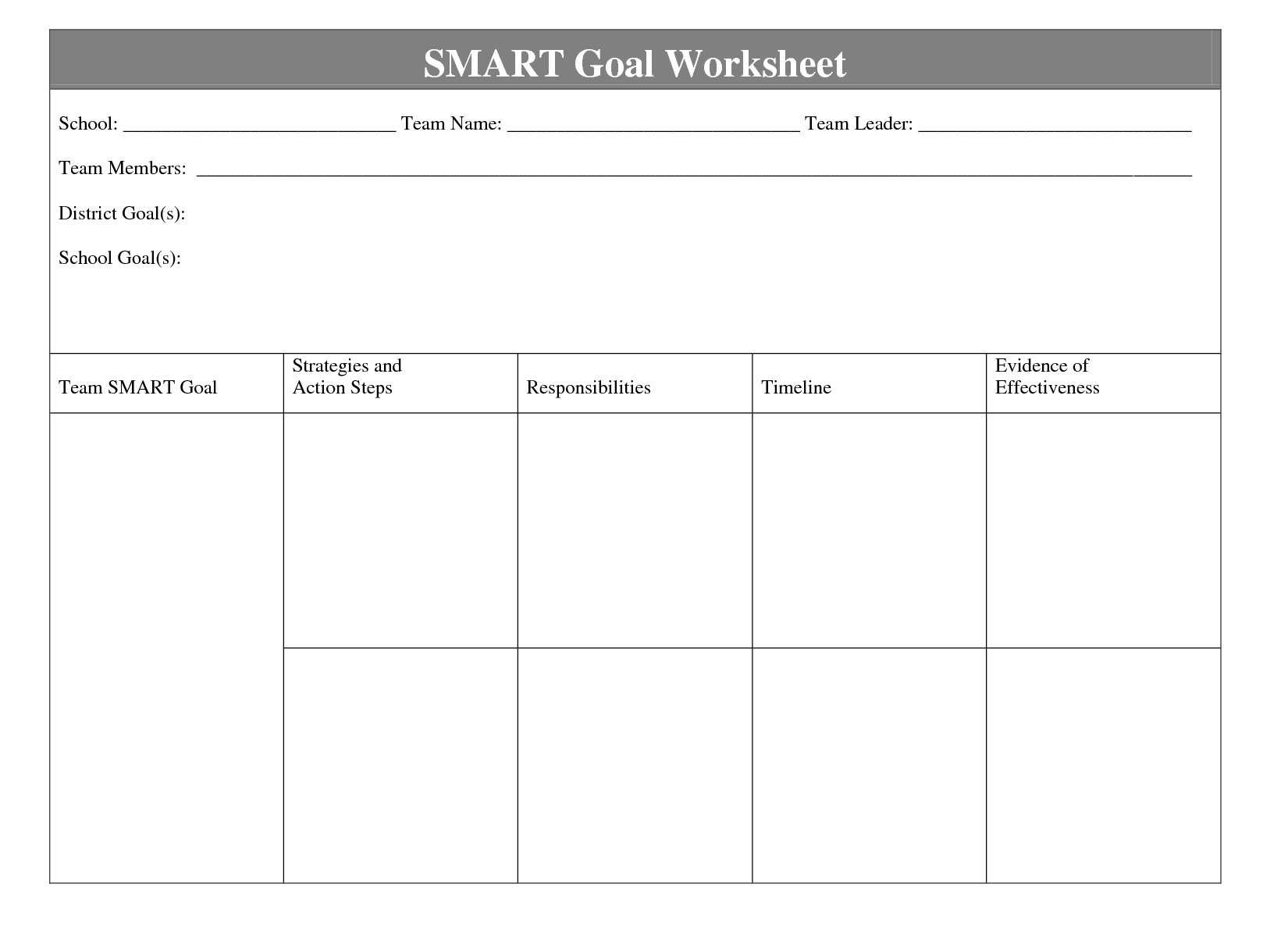 Smart Goal Setting Worksheet Template Image