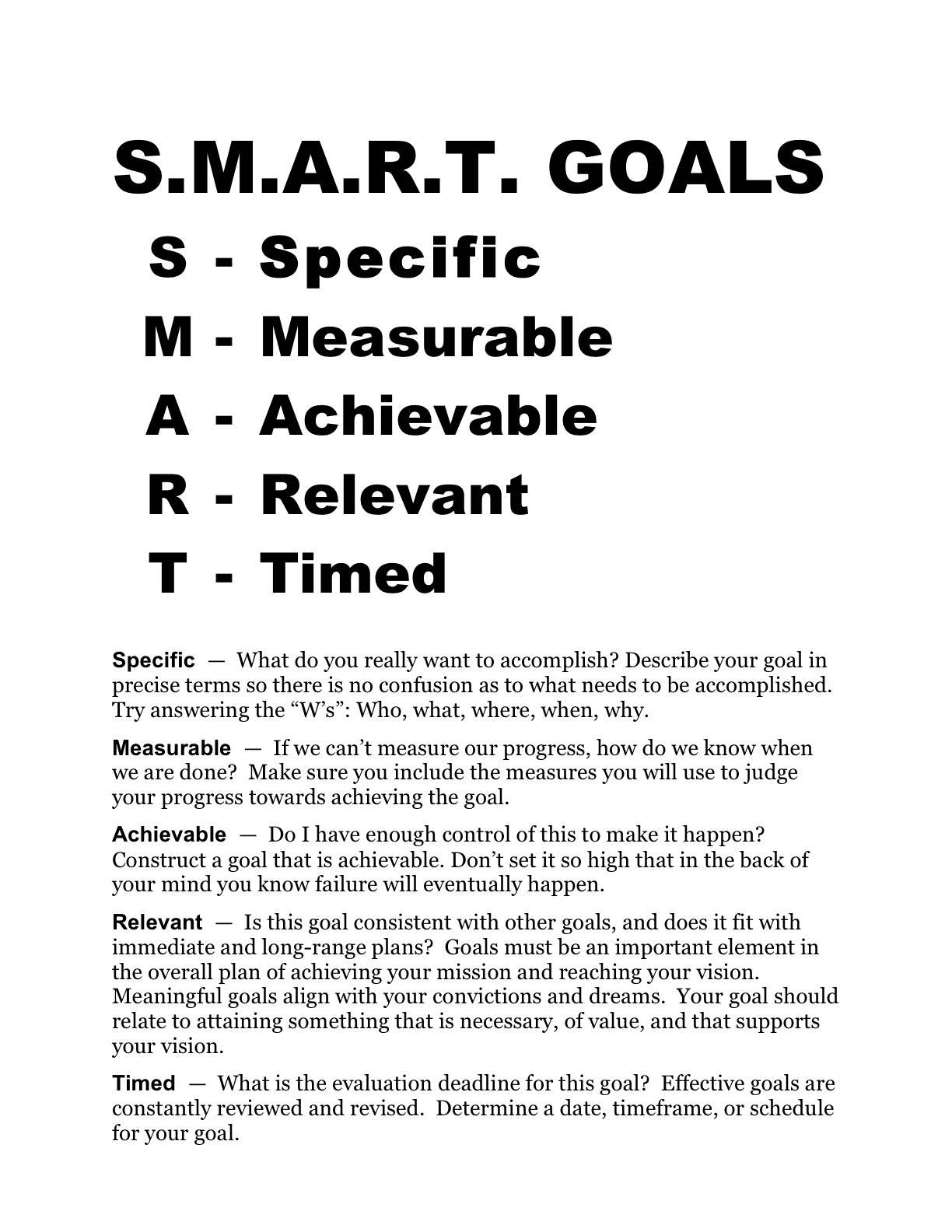 Smart Goal Worksheet PDF Image