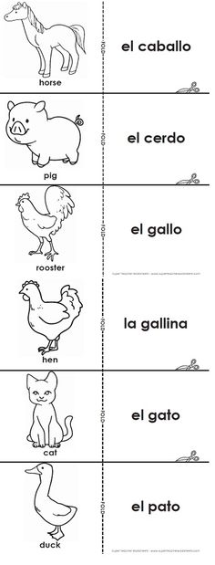 Spanish Farm Animal Word Search Image