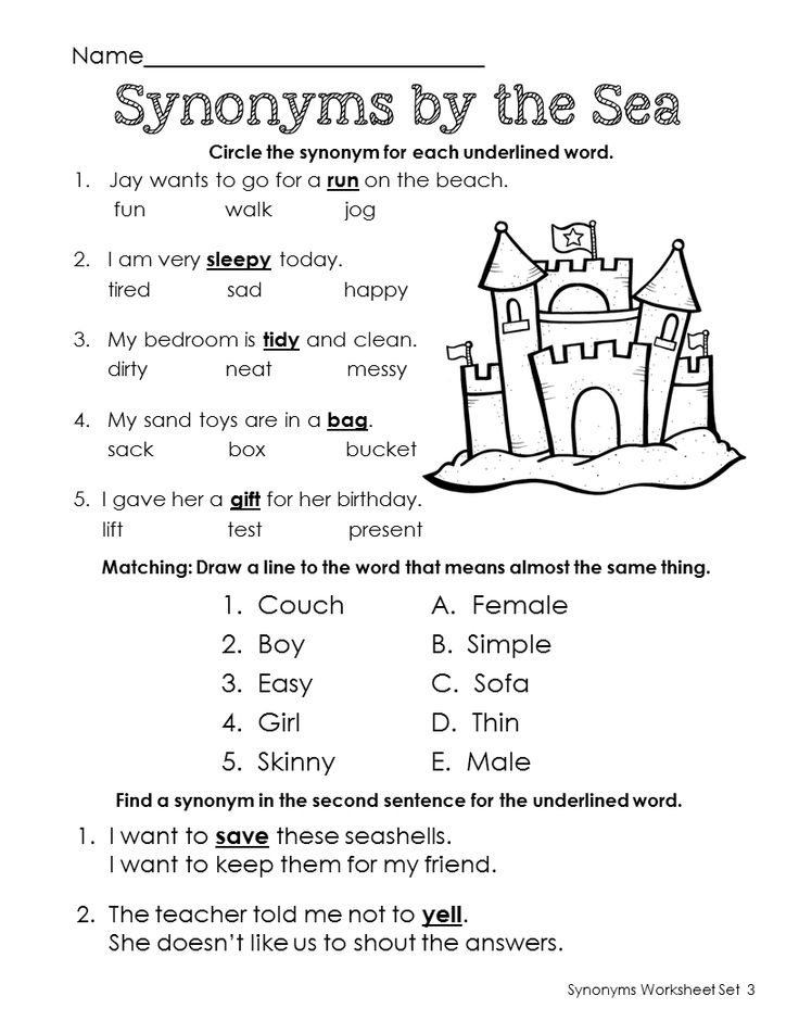Synonyms Worksheets Image