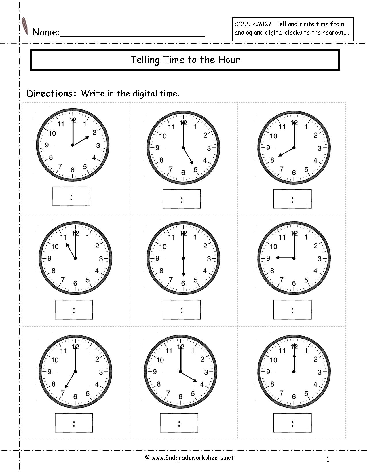 Telling Time Worksheets Half Hour