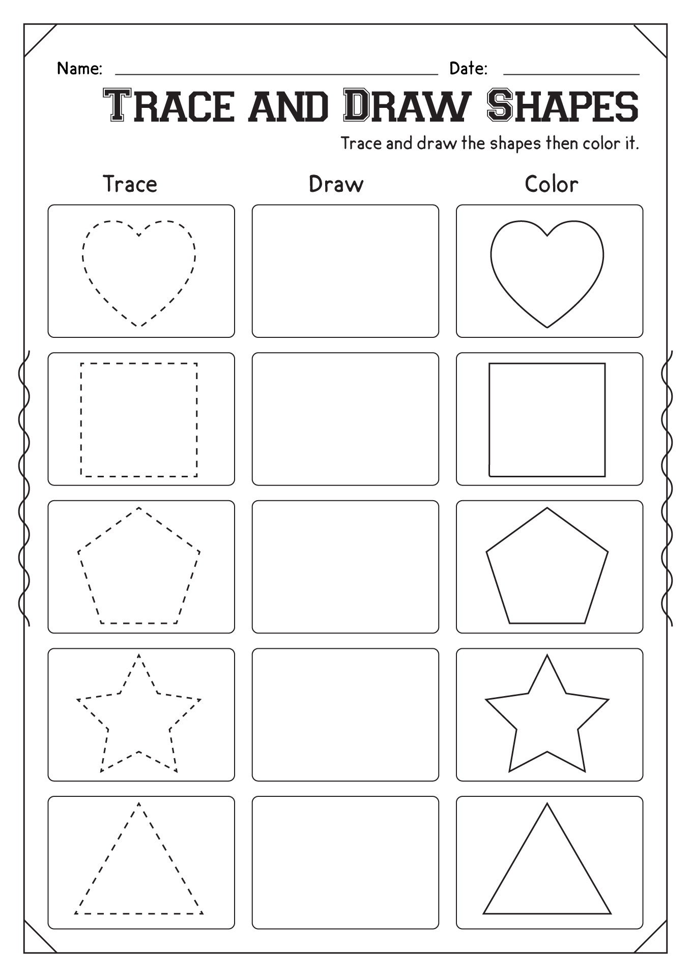 Trace and Draw Shapes Worksheet
