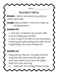 Worksheet Quotation Marks Review Image