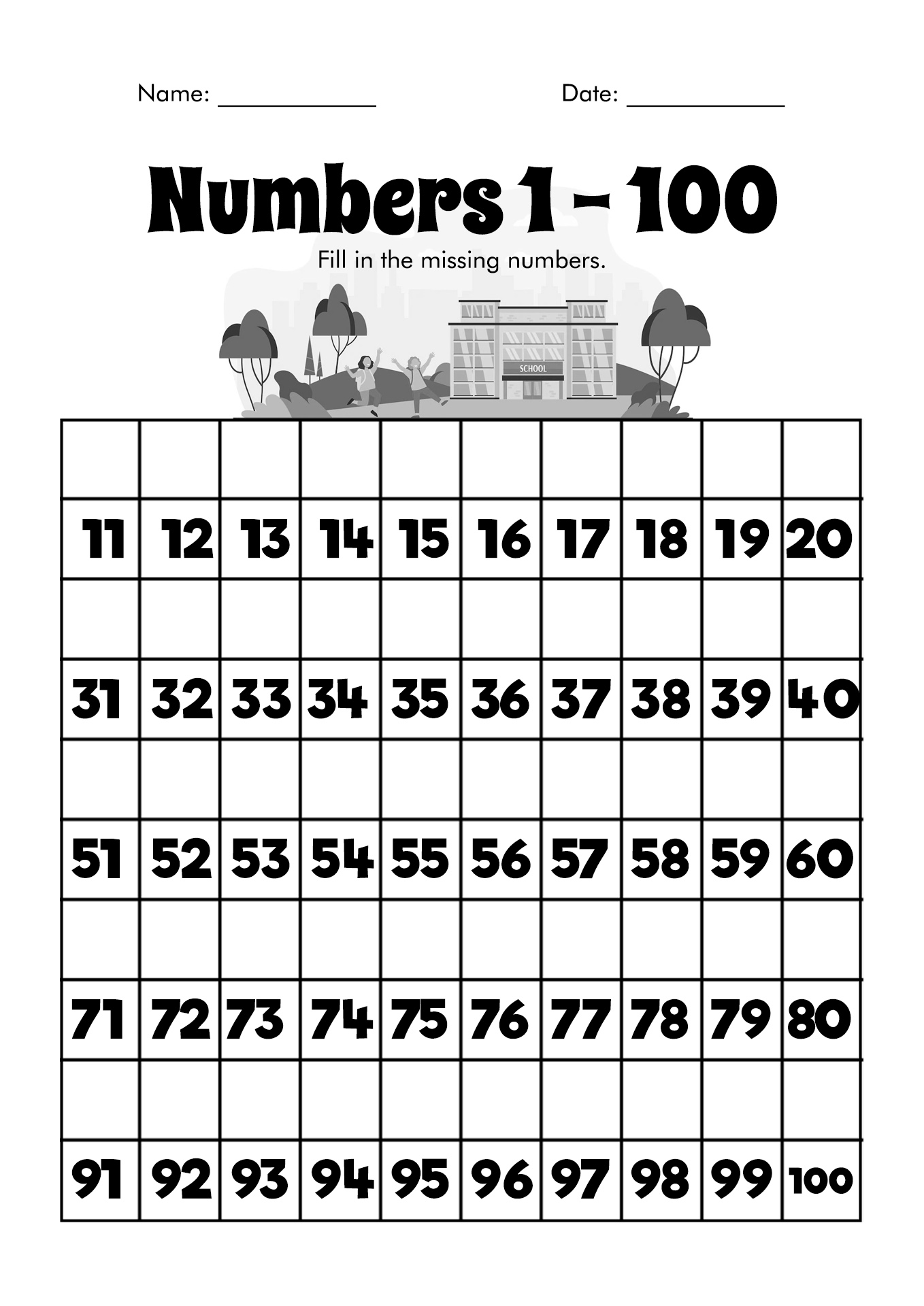 Writing Numbers 1 100