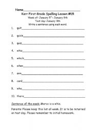1st Grade Spelling Worksheets Printable