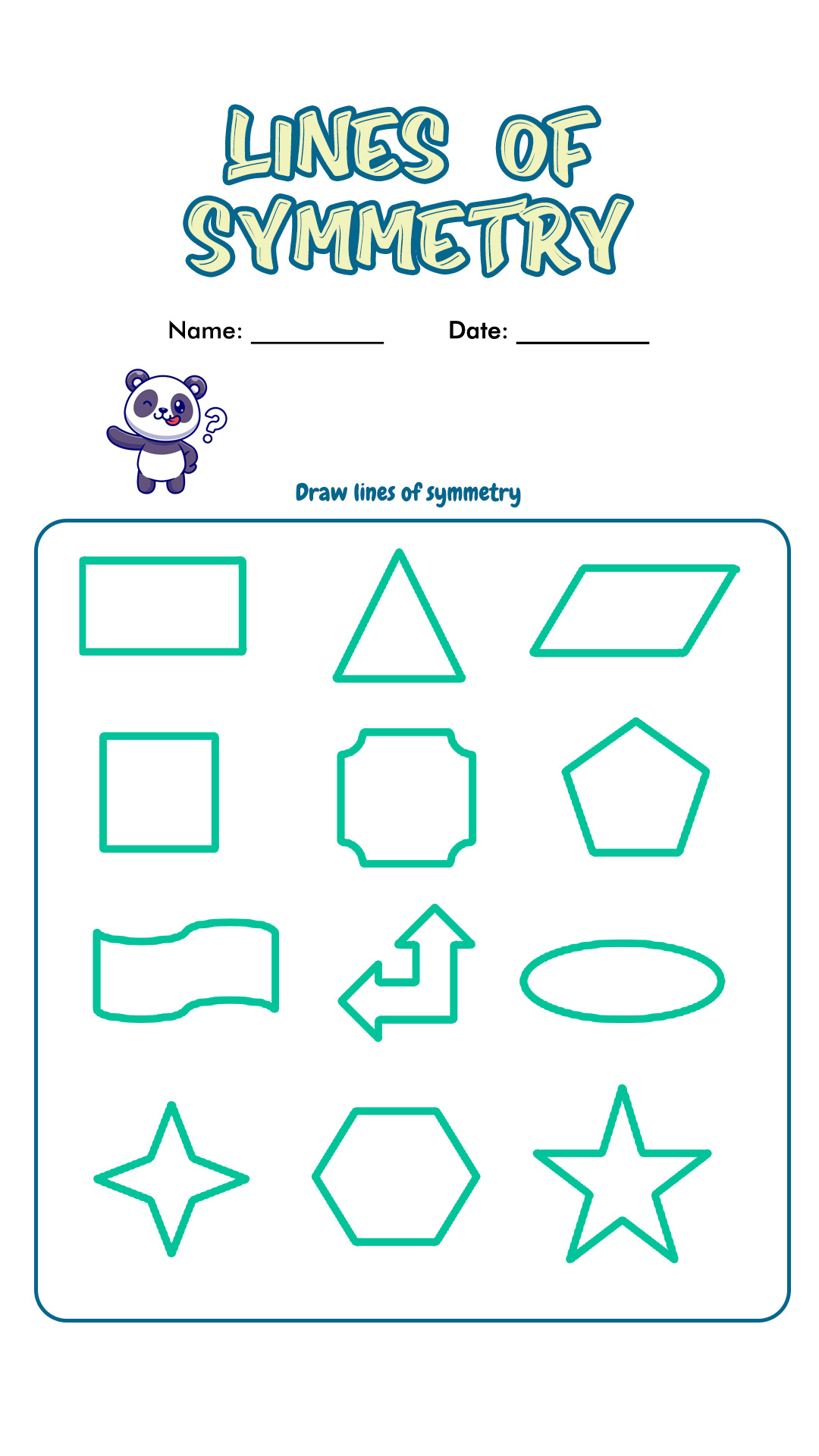 2 Lines of Symmetry Worksheets Image