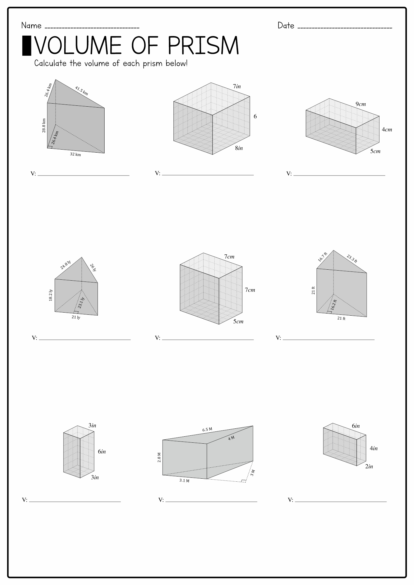 7th Grade Math Volume Worksheets Image