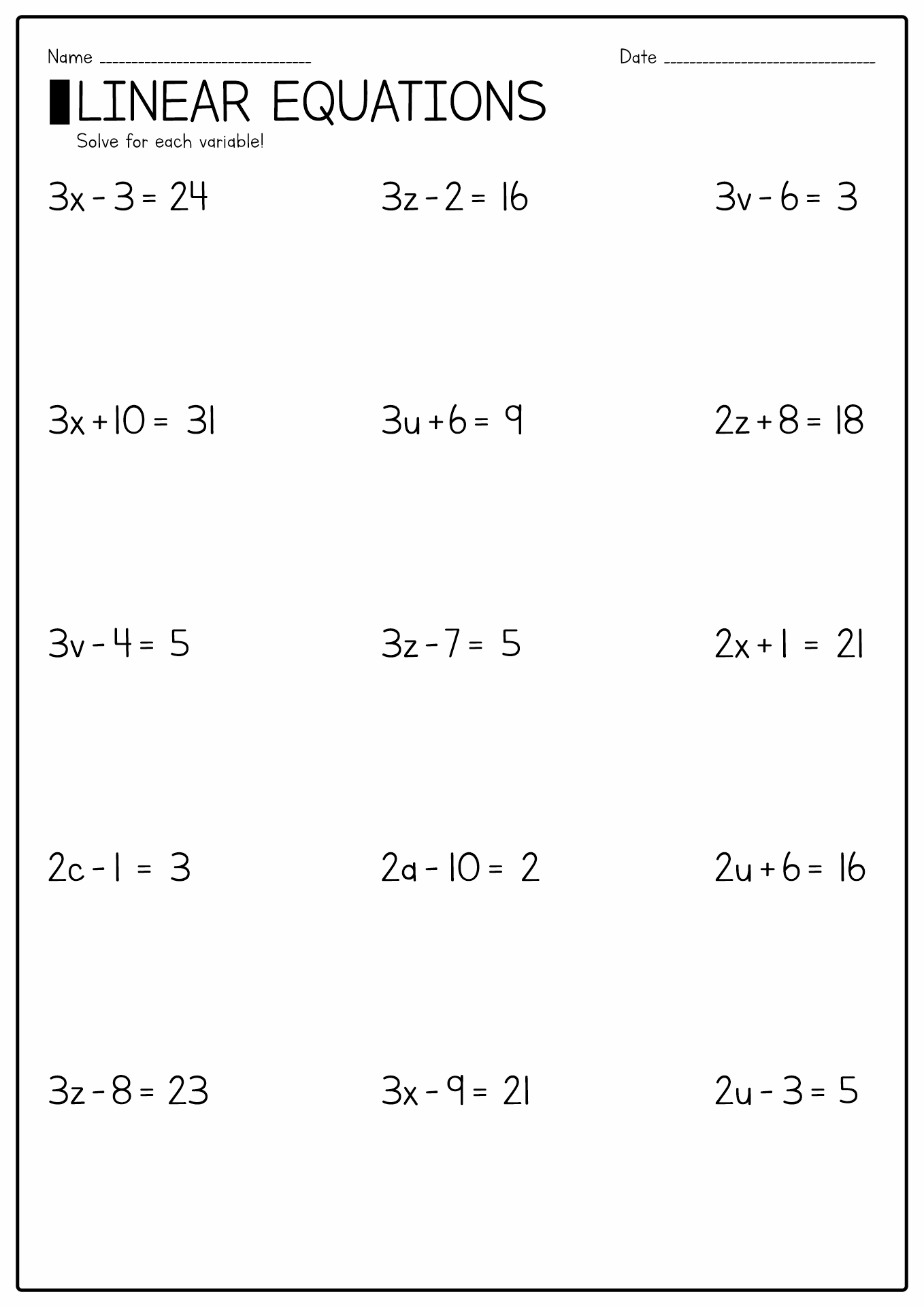 7th Grade Math Worksheets Algebra Image