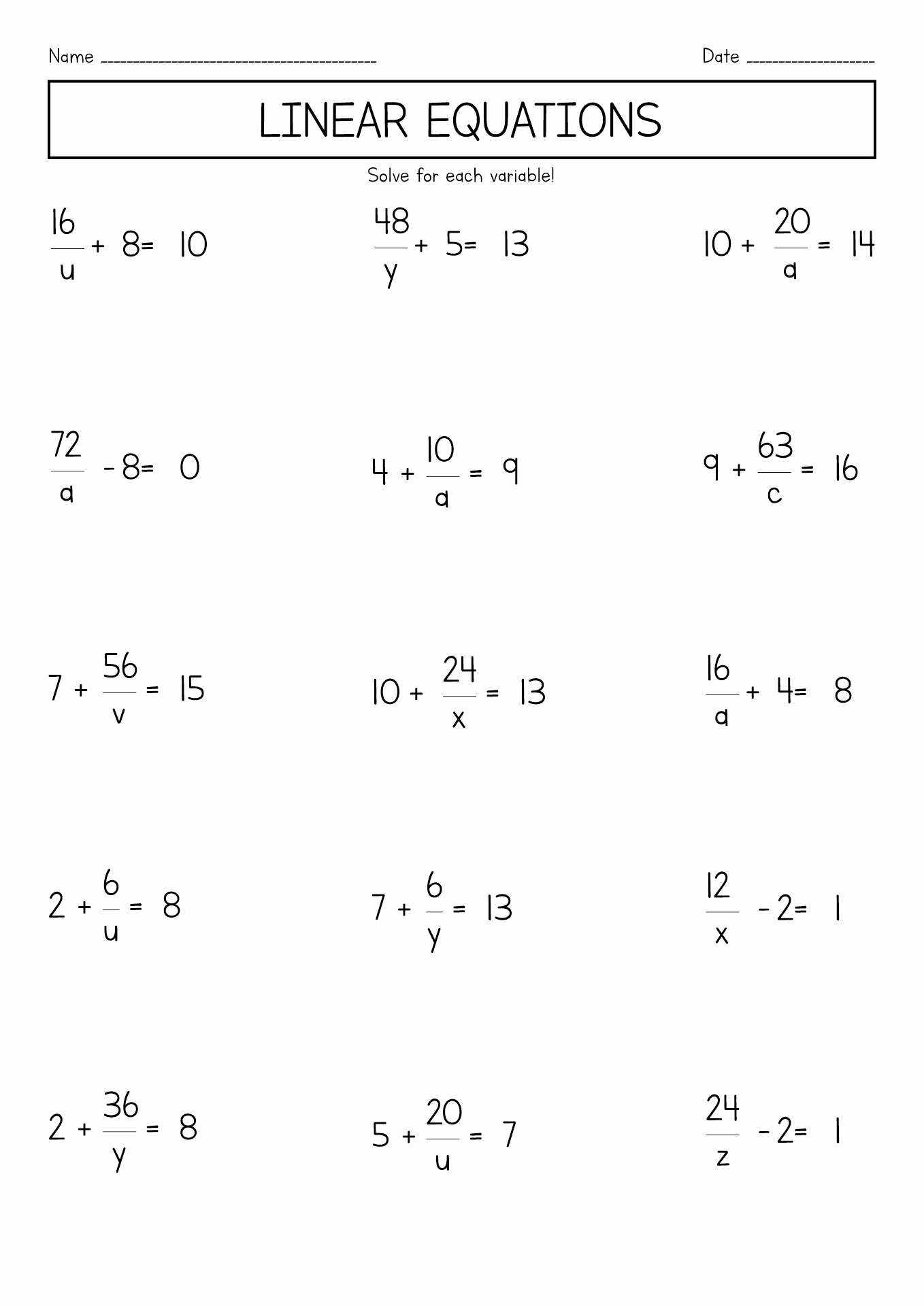 8th Grade Math Worksheets Algebra Image