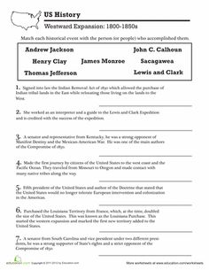 8th Grade Westward Expansion Worksheets