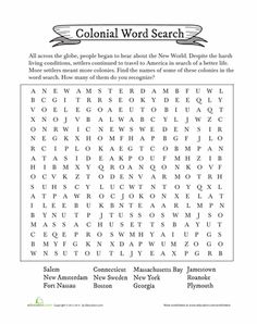 American Colonies Word Search Image