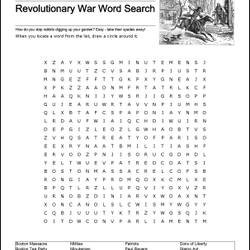 American Revolutionary War Word Search Image