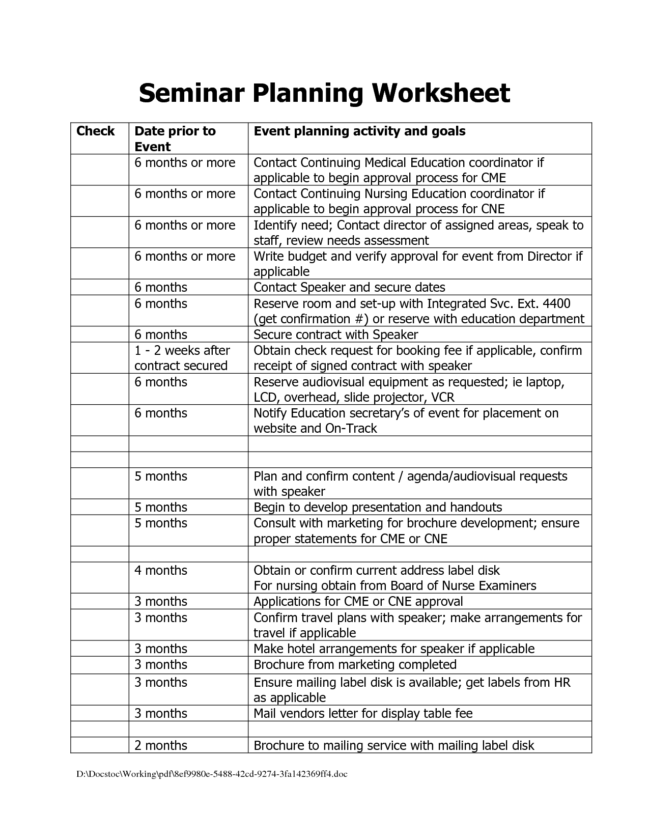 Catering Event Worksheet Template Image