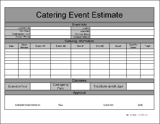 Catering Order Form Template Image