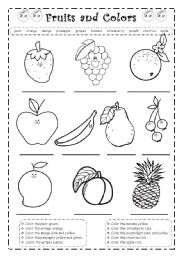 Color Worksheets with Fruits Image