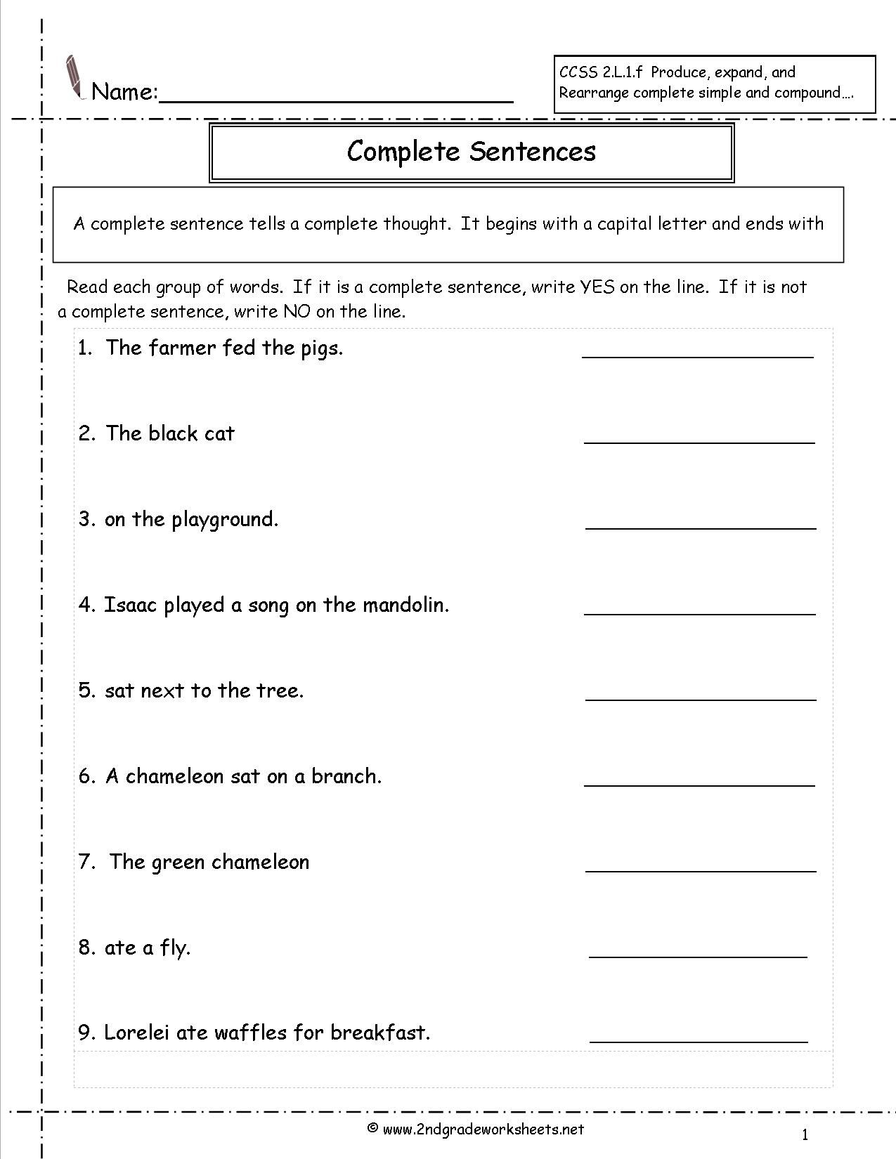 Compound Sentence Worksheets Second Grade Image
