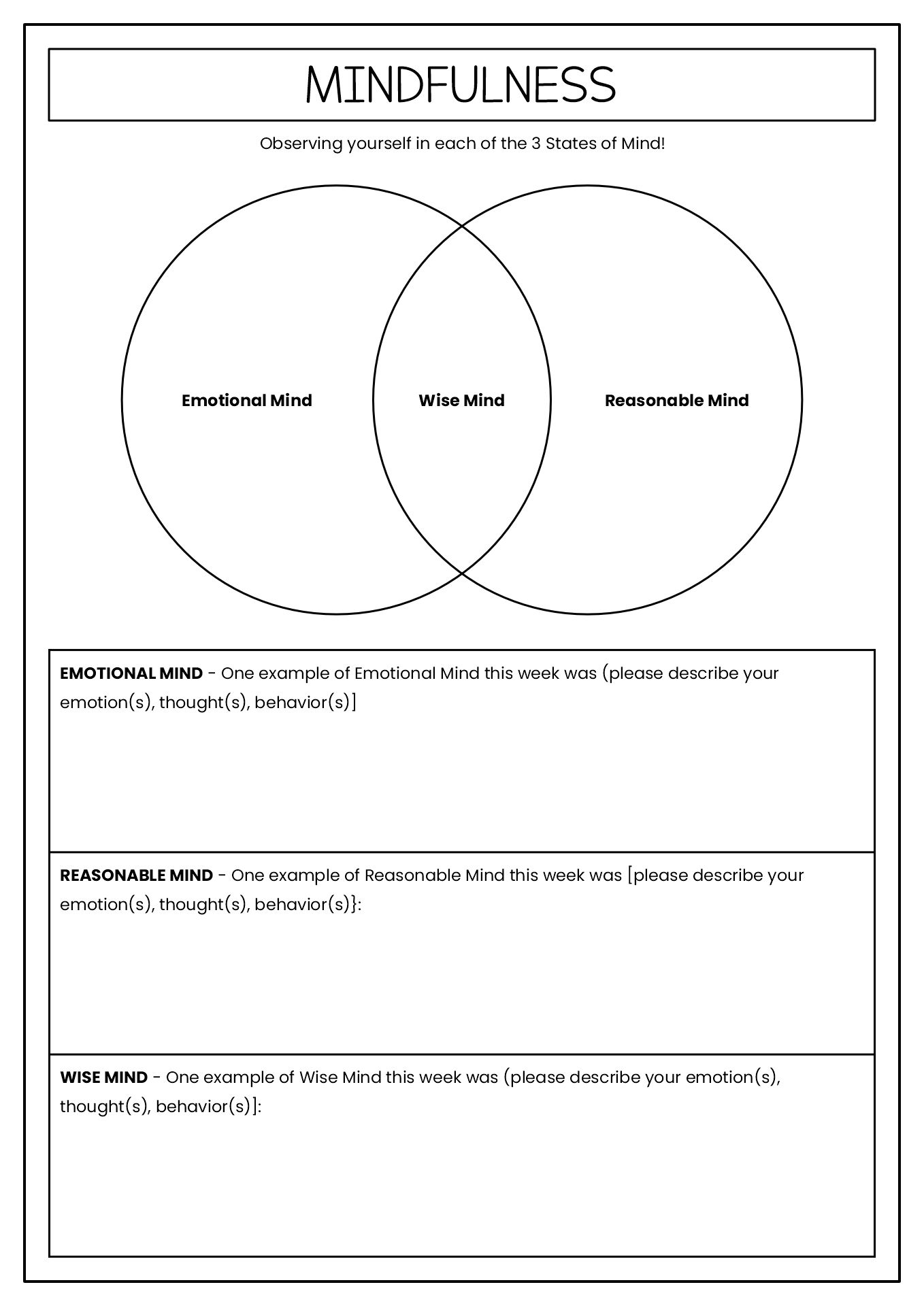 DBT Mindfulness Worksheets Image