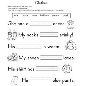 Fill in the Blank Printable Reading Worksheets Image